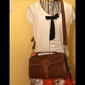 BROWN LEATHER SATCHEL SHOULDER BAG